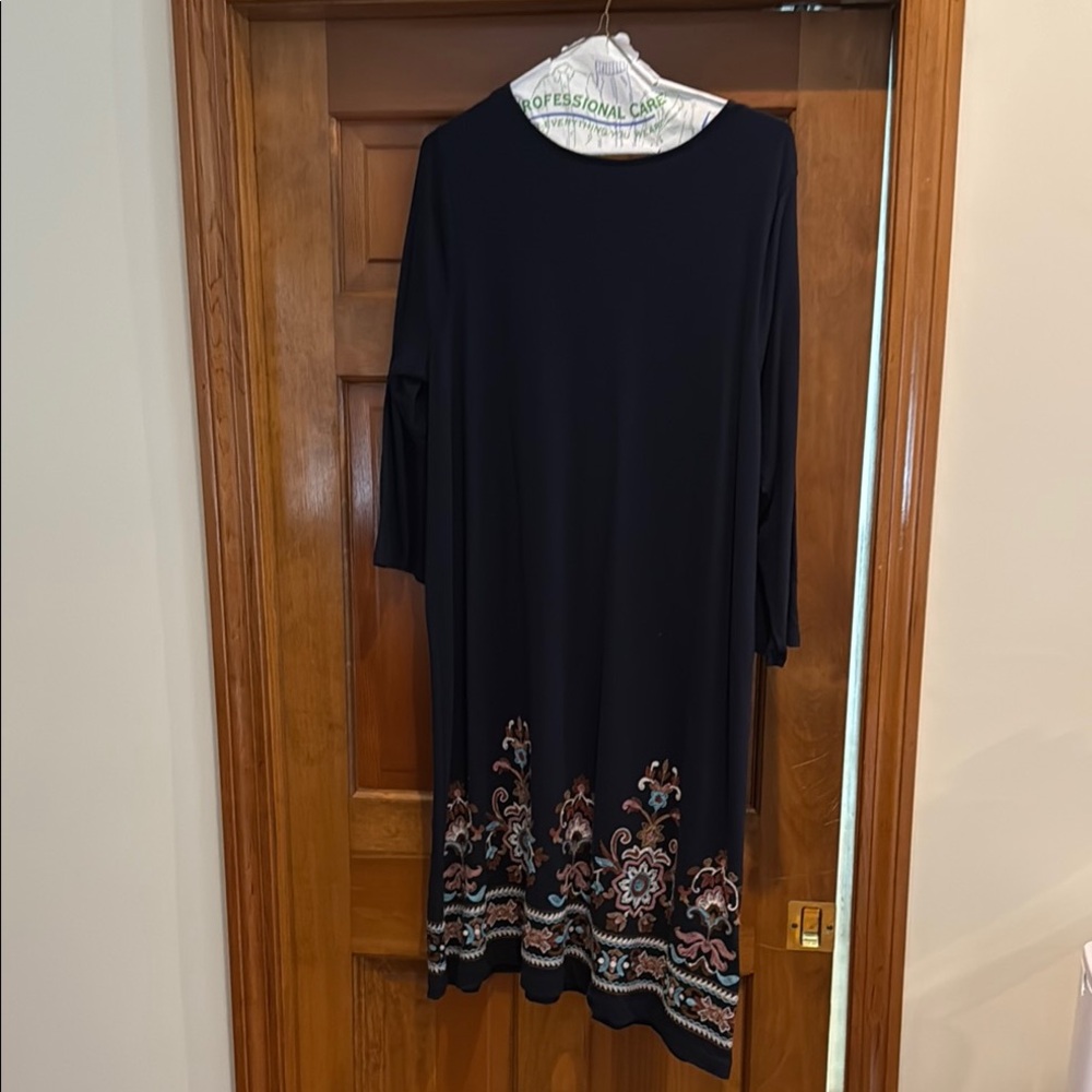 J. Jill Black Dress with Embroidered Accents